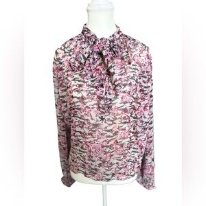 IRO Paris Vibrancy Floral Bow Tie Blouse Size S